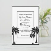 Palmboom Elegant Zwart Wit Bruiloft Kaart (Staand voorkant)