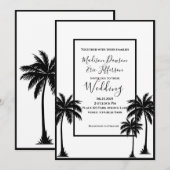Palmboom Elegant Zwart Wit Bruiloft Kaart (Voorkant / Achterkant)