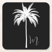 Palmboom Elegant Zwart Wit Kartonnen Onderzetters (Voorkant)