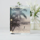Palmboom Elegante Tropisch Strand Tafelnummer (Staand voorkant)