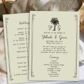  palmboom elegante trouwceremonie programmakaart