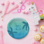 Palmboom en aangepaste paardennamen tropisch huwel papieren bordje (Feest)