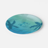 Palmboom en aangepaste paardennamen tropisch huwel papieren bordje (Gekanteld)