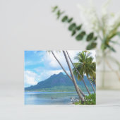 Palmboom en berg in Bora Bora Briefkaart (Staand voorkant)