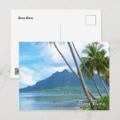 Palmboom en berg in Bora Bora Briefkaart (Voorkant / Achterkant)