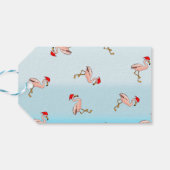 Palmboom en Flamingo's Tropische Kerstmis Cadeaulabel (Achterkant Horizontaal)