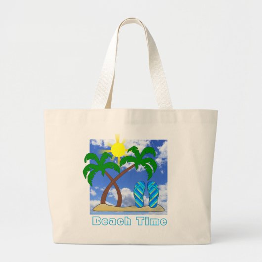 Palmboom- en Flip Flops-strandtas Grote Tote Bag (Voorkant)