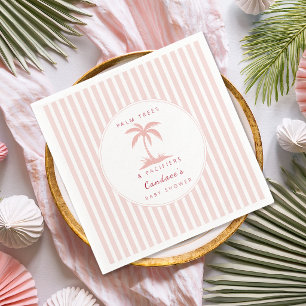 Palmboom en Fopspeen Roze Kust Baby Shower Servet