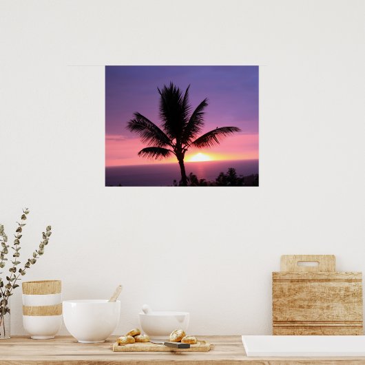 Palmboom en kleurrijk Poster van de Sunset Sky (Keuken)