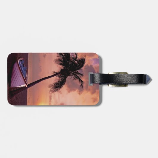 Palmboom en kookzondst  bagagelabel (Achterkant horizontaal)