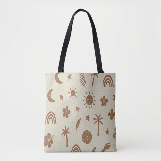 Palmboom en maan Boho boodschappentas Tote Bag (Voorkant)