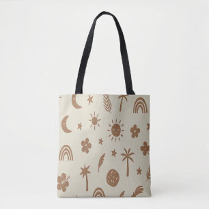 Palmboom en maan Boho-tas Tote Bag
