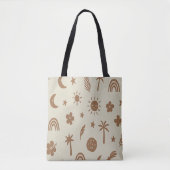 Palmboom en Maan Boho Tote Tas (Voorkant)