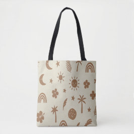 Palmboom en Maan Boho Tote Tas
