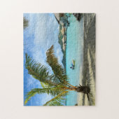 Palmboom en monumentenpuzzel voor overwaterresort legpuzzel (Verticaal)