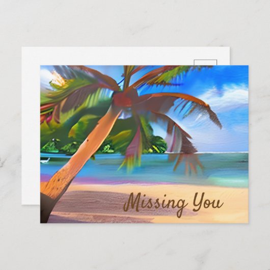 Palmboom en Ocean Art | GEZEGDE HALLO Briefkaart (Voorkant / Achterkant)