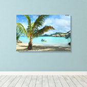 Palmboom en overwater resort canvas afdruk (Insitu (Houten vloer))