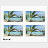 Palmboom en overwater resort rechthoek sticker (Vel)