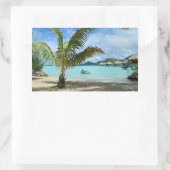 Palmboom en overwater resort rechthoek sticker (Tas)