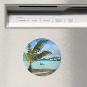 Palmboom en overwater resort ronde magneet (Insitu (Vaatwasser))