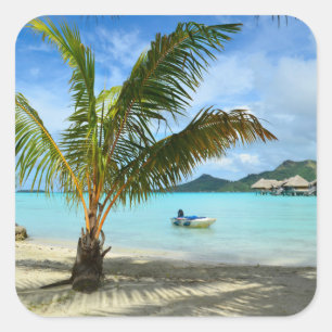 Palmboom en overwaterresortsticker vierkante sticker