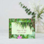 Palmboom en Rhododendron Nieuwjaar Briefkaart (Staand voorkant)