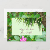 Palmboom en Rhododendron Nieuwjaar Briefkaart (Voorkant / Achterkant)