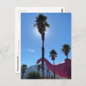 Palmboom en roze dinosaurus briefkaart (Voorkant / Achterkant)