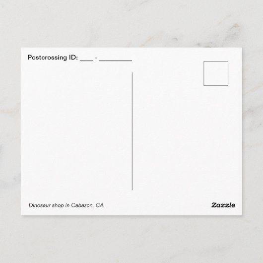 Palmboom en roze dinosaurus briefkaart (Achterkant)