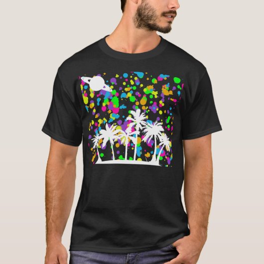 Palmboom en Saturnus T-shirt (Voorkant)