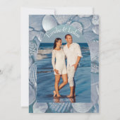 Palmboom en Schelpen Boog Foto Bruiloft Kaart (Achterkant)