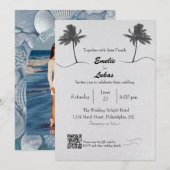 Palmboom en Schelpen Boog Foto Bruiloft Kaart (Voorkant / Achterkant)