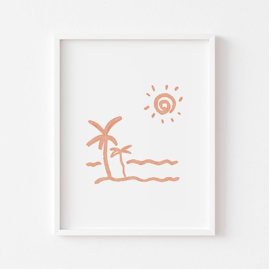 Palmboom en strand boho print