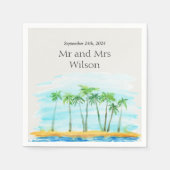 Palmboom en strand bruiloft servet (Voorkant)