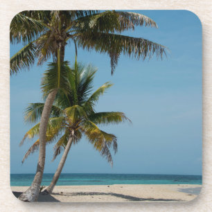 Palmboom en strand drankjes onderzetter