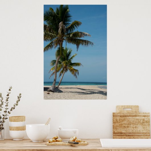 Palmboom en strand poster (Keuken)