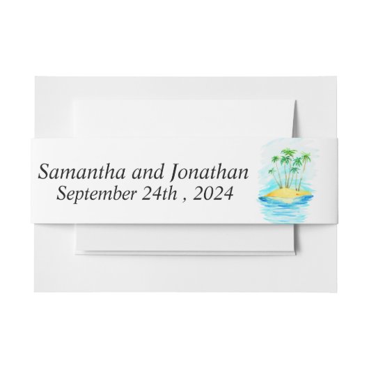 Palmboom en Strand  Uitnodigingen Wikkel (Voorkant Voorbeeld)