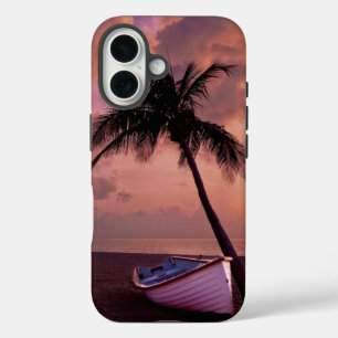 Palmboom en strandstralen iPhone 16 hoesje