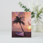 Palmboom en strandstralen feestdagenkaart (Staand voorkant)