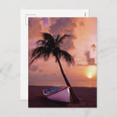 Palmboom en strandstralen feestdagenkaart (Voorkant / Achterkant)