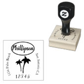 Palmboom en strandthema rubberstempel (Gestempeld)