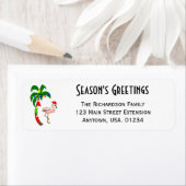 Palmboom en Tropische Kerstmis FLamingo Etiket (Insitu)