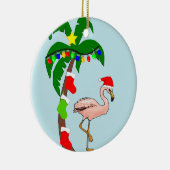 Palmboom en tropische kerstmis keramisch ornament (Rechts)