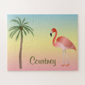 Palmboom en vlamJon met Jouw naam Legpuzzel (Horizontaal)