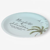 Palmboom en Vogels Eenvoudige Strandtrouw Papieren Bordje (Gekanteld)