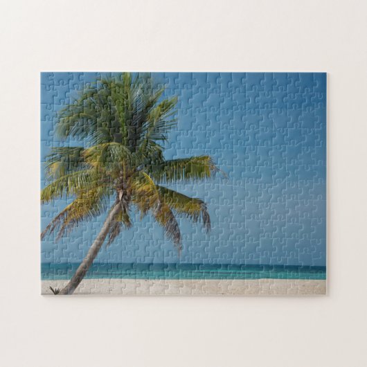 Palmboom en wit zandstrand 2 legpuzzel (Horizontaal)