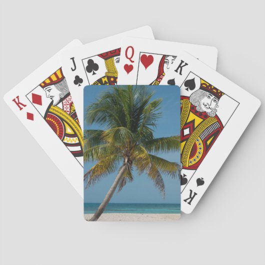 Palmboom en wit zandstrand 2 pokerkaarten (Achterkant)