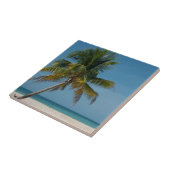 Palmboom en wit zandstrand 2 tegeltje (Zijkant)