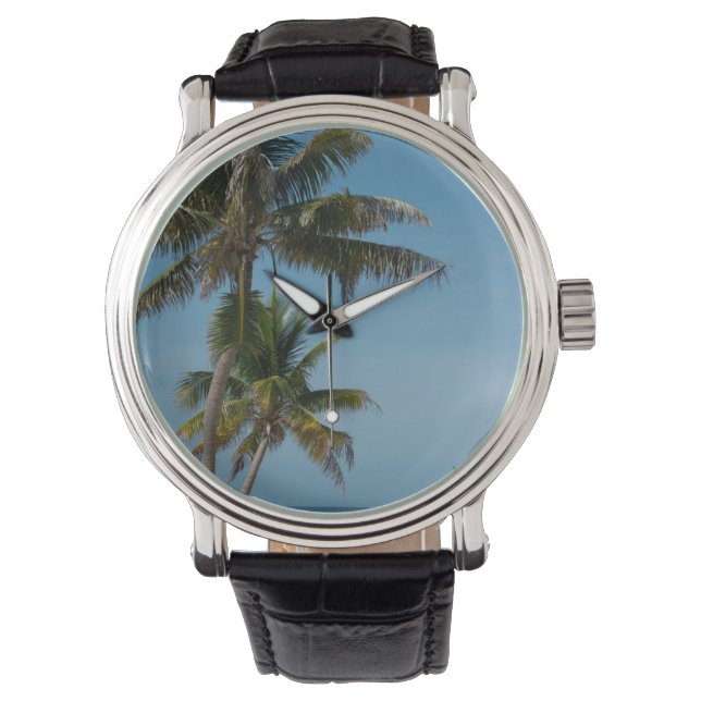 Palmboom en wit zandstrand horloge (Voorkant)