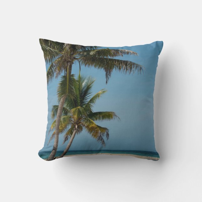 Palmboom en wit zandstrand kussen (Voorkant)